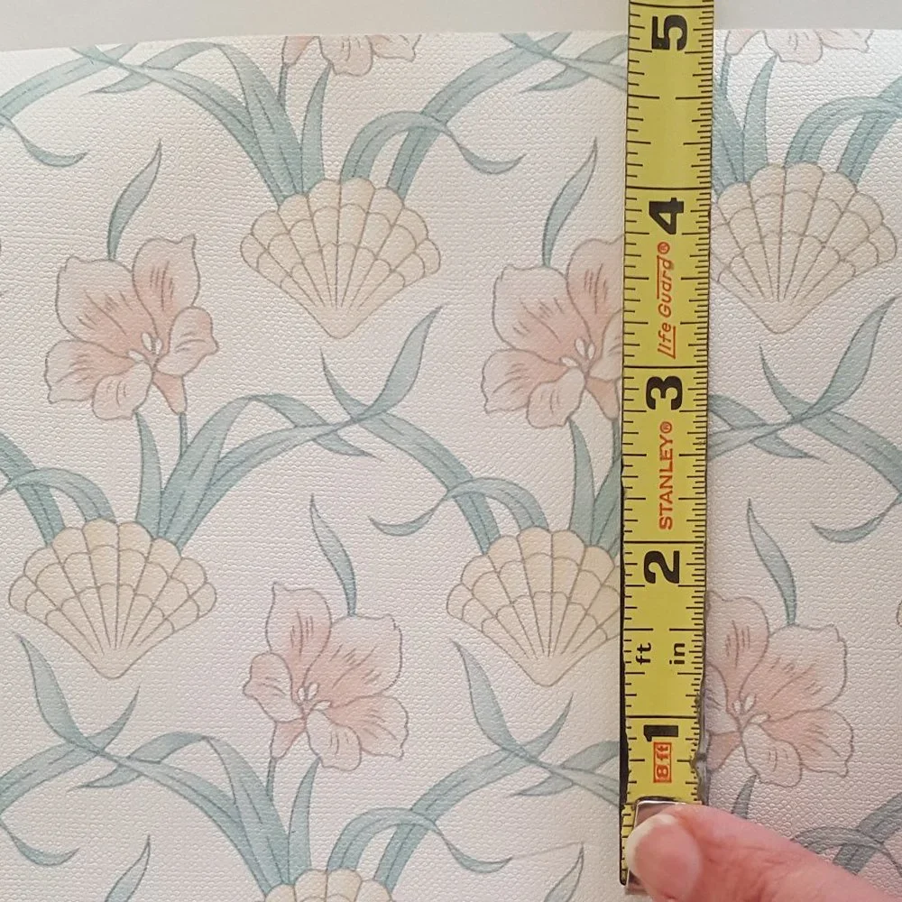 Vintage Vinyl Wallpaper Floral,Seashell/Leaf Teflon Dupont *AS IS*